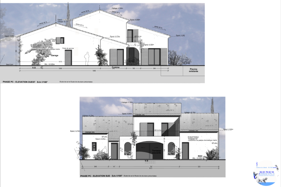 05_B Elevations Ouest et Sud Ech 100°-1